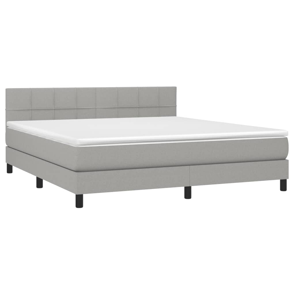 Sommier à lattes de lit et matelas et LED Gris clair 180x200 cm - XIOS