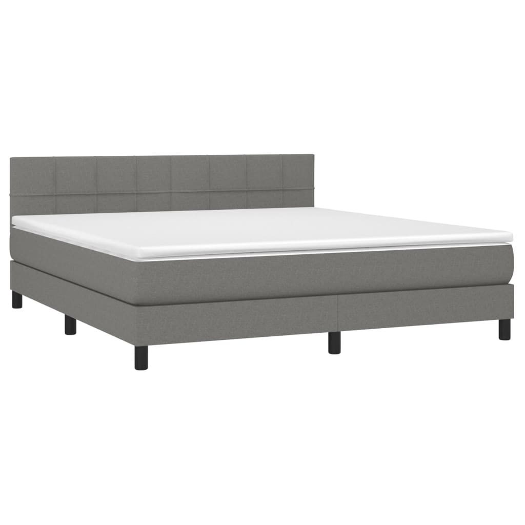 Sommier à lattes de lit et matelas et LED Gris foncé 180x200 cm - XIOS