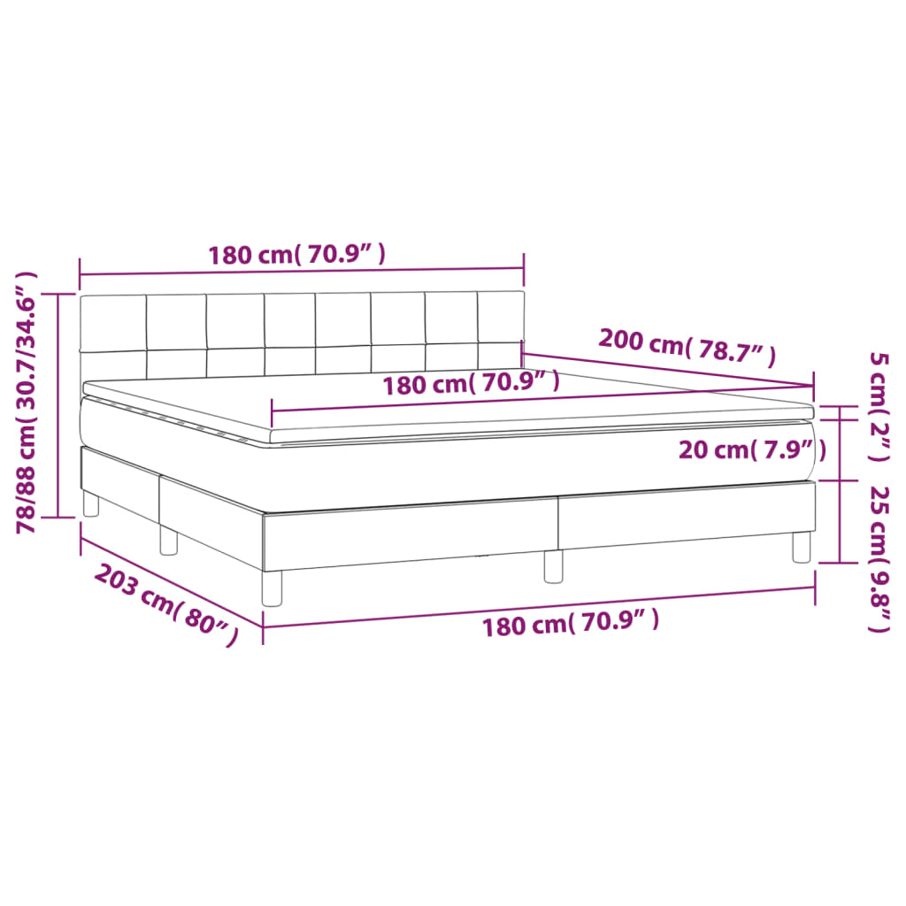 Sommier à lattes de lit matelas et LED Marron foncé 180x200cm - XIOS