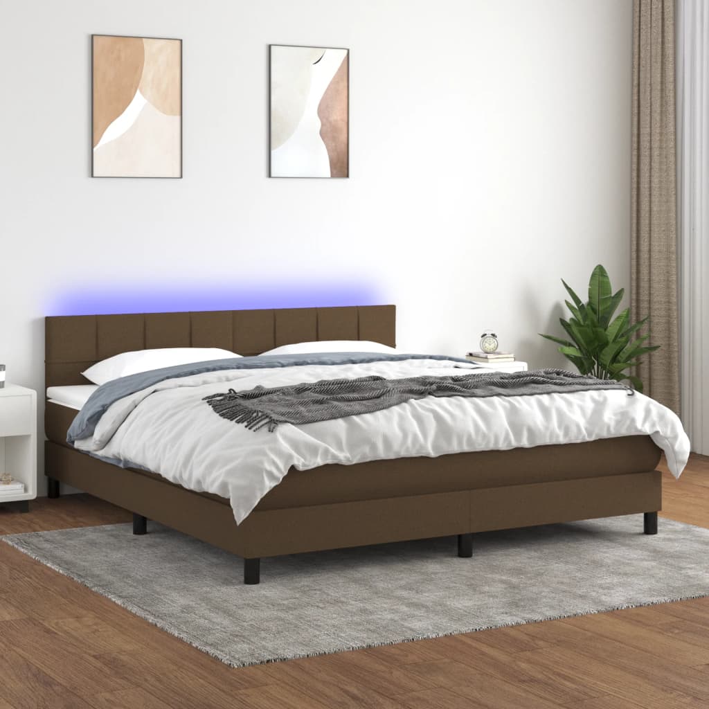 Sommier à lattes de lit matelas et LED Marron foncé 180x200cm - XIOS