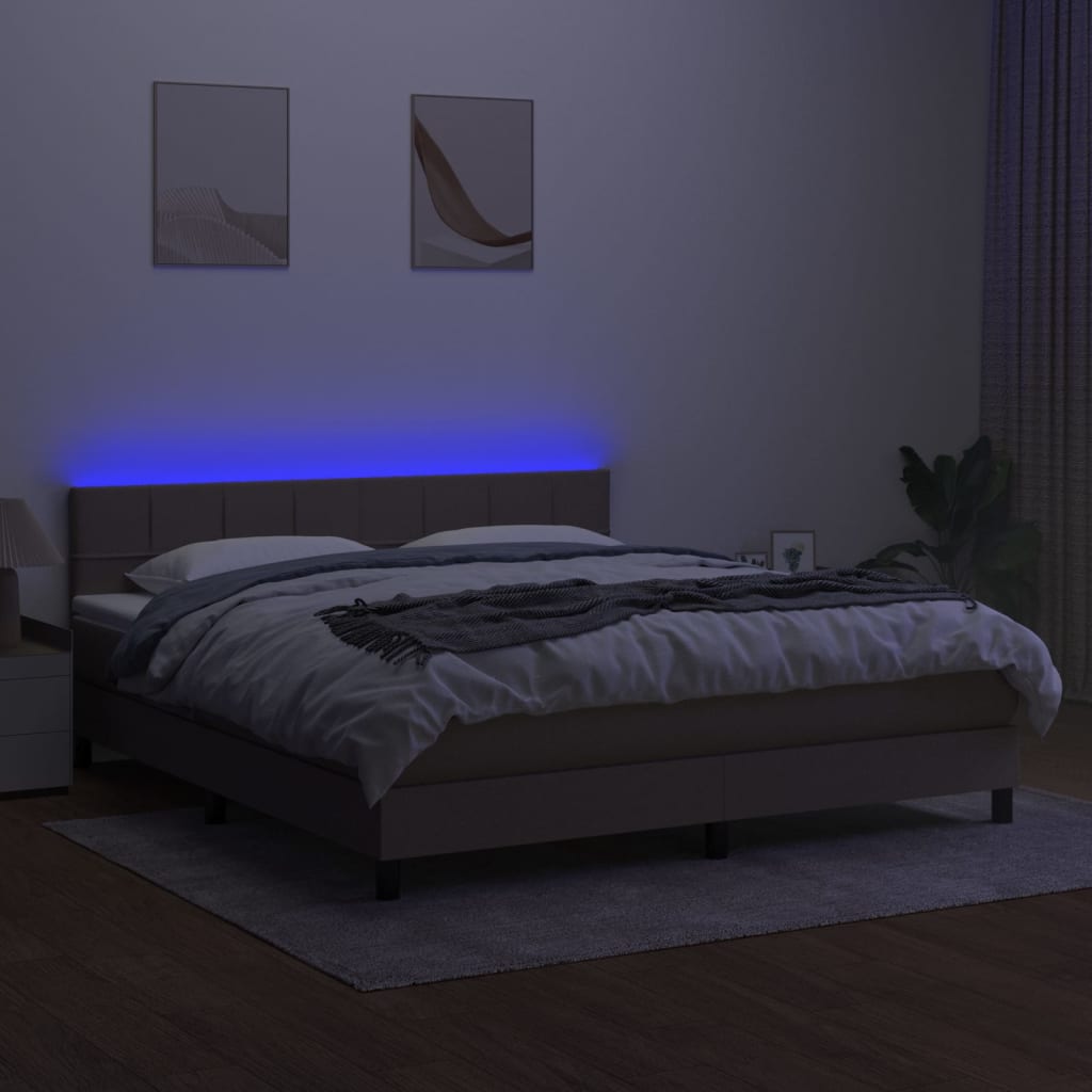 Sommier à lattes de lit avec matelas et LED Taupe 180x200 cm - XIOS