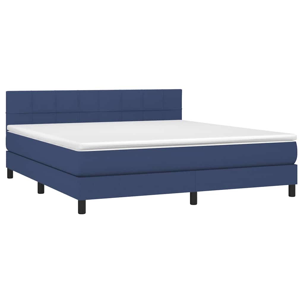 Sommier à lattes de lit avec matelas LED Bleu 180x200 cm Tissu