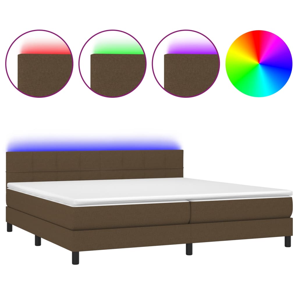 Sommier à lattes de lit matelas et LED Marron foncé 200x200 cm - XIOS