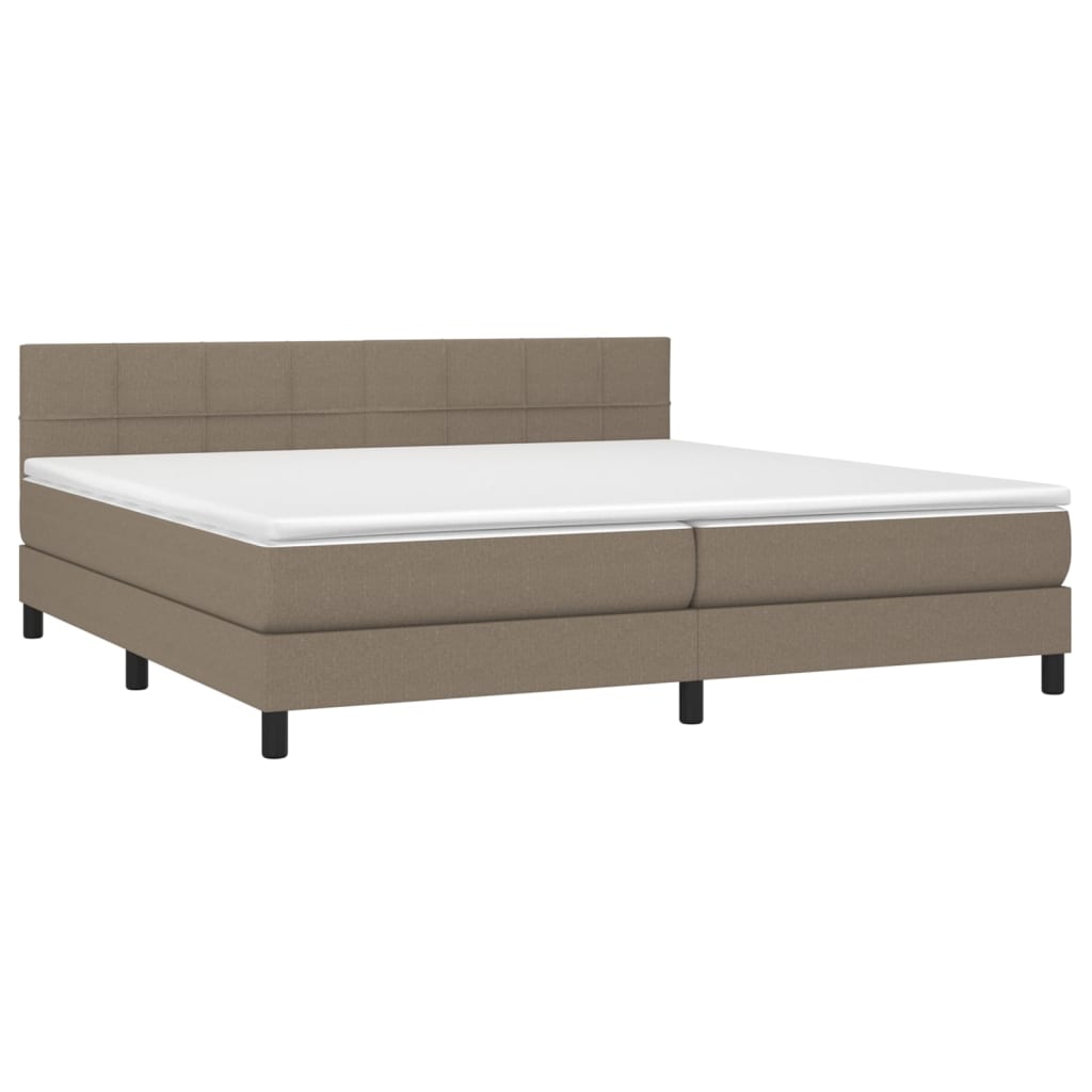 Sommier à lattes de lit et matelas et LED Taupe 200x200cm Tissu - XIOS