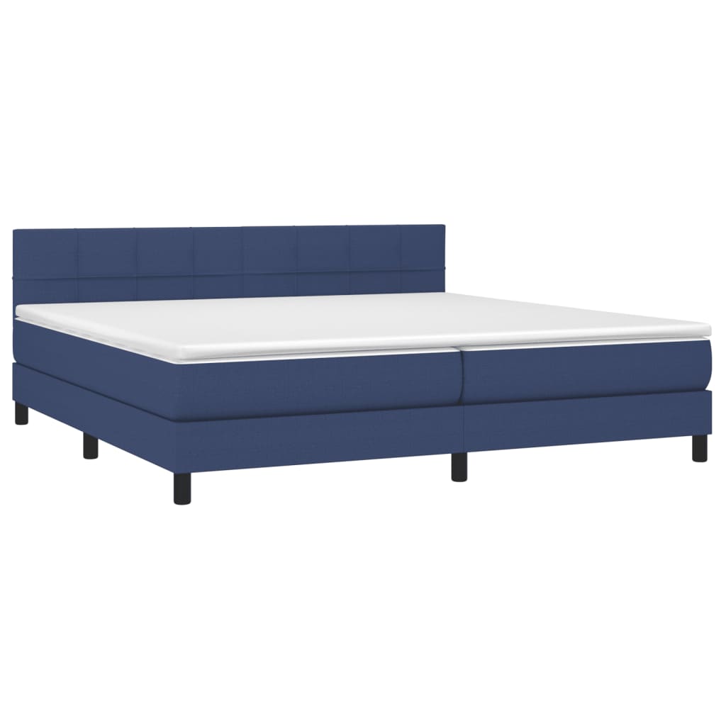 Sommier à lattes de lit et matelas et LED Bleu 200x200 cm Tissu - XIOS