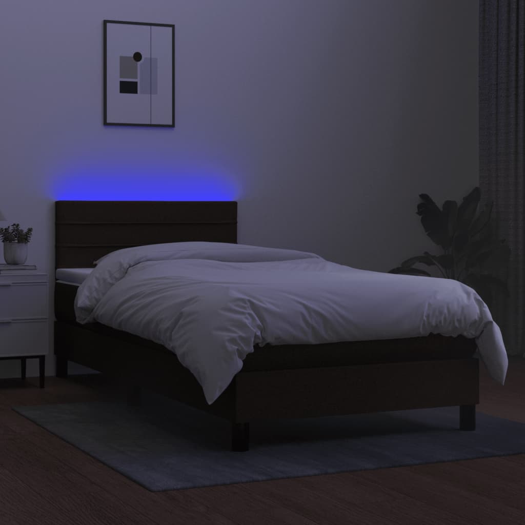 Sommier à lattes de lit avec matelas et LED Noir 80x200cm Tissu - XIOS