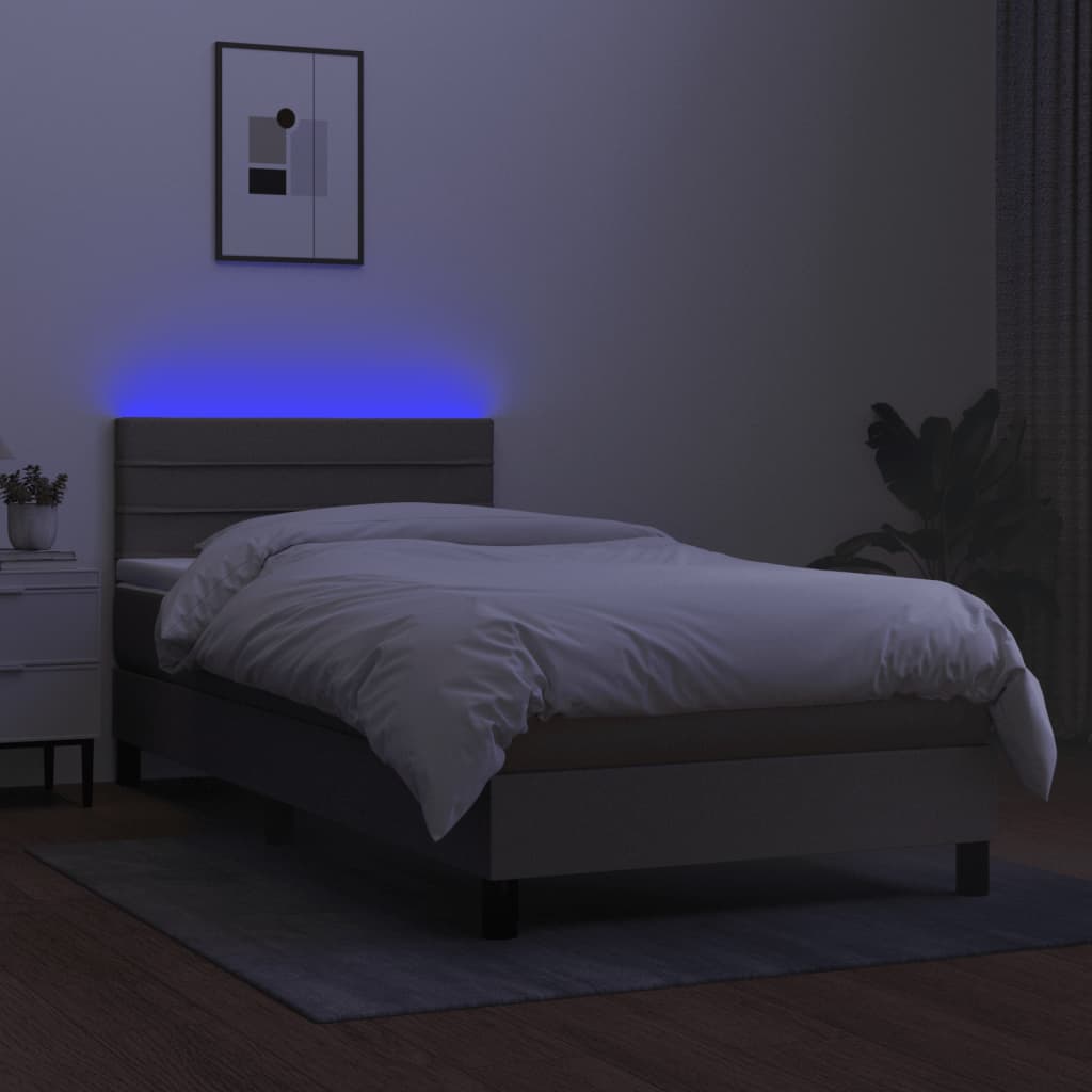 Sommier à lattes de lit avec matelas LED Taupe 80x200 cm Tissu - XIOS