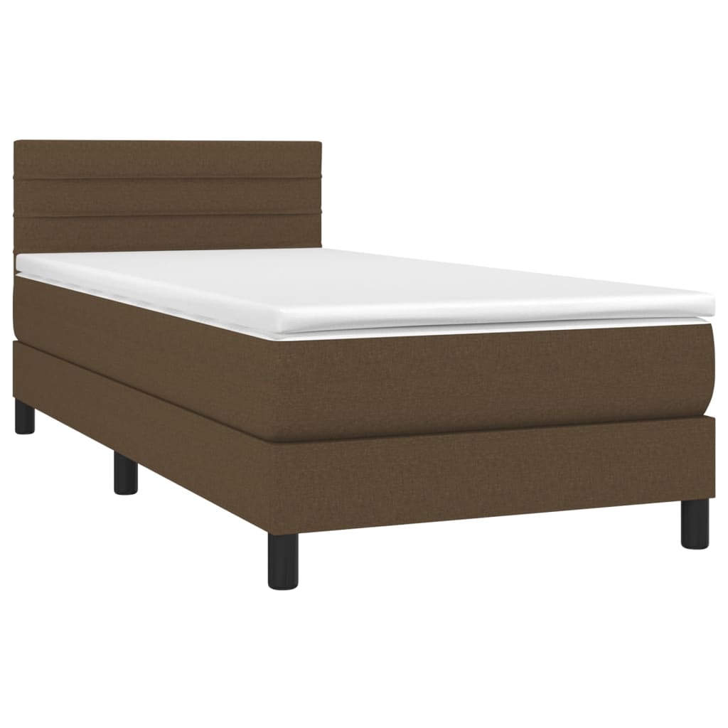 Sommier à lattes de lit et matelas et LED Marron foncé 90x190cm - XIOS