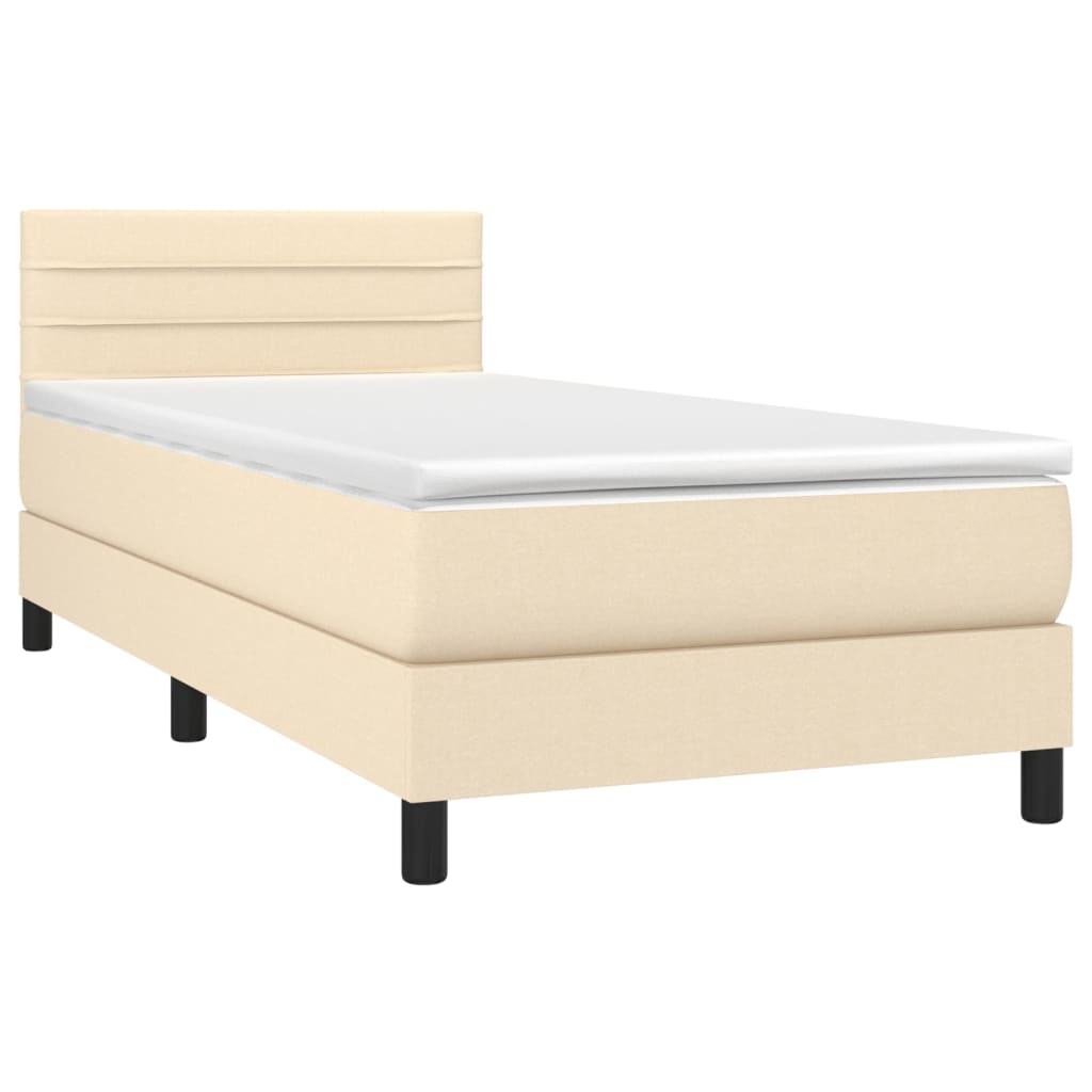 Sommier à lattes de lit avec matelas LED Crème 90x190 cm Tissu - XIOS