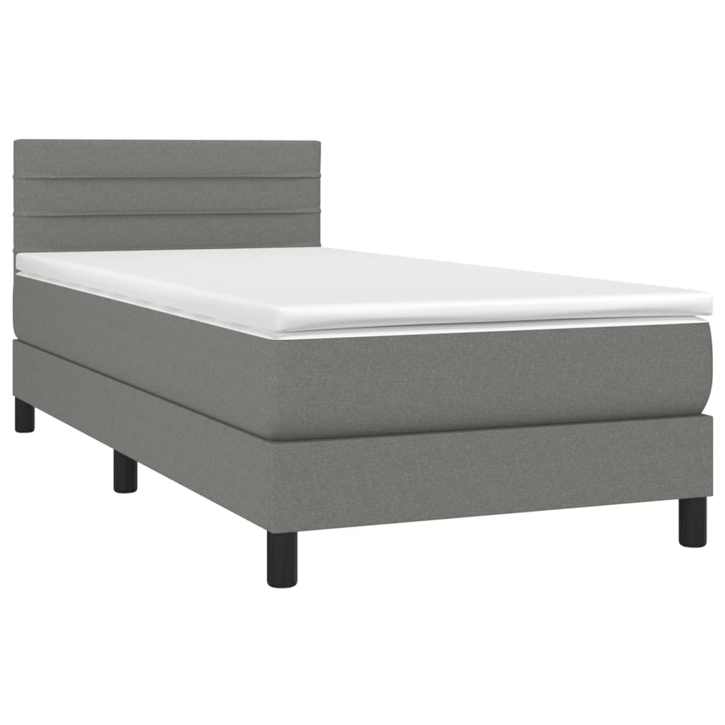 Sommier à lattes de lit avec matelas et LED Gris foncé 90x200cm - XIOS
