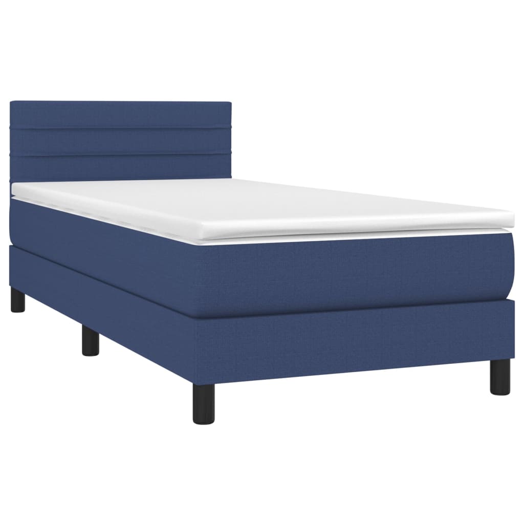 Sommier à lattes de lit avec matelas LED Bleu 90x200 cm Tissu - XIOS