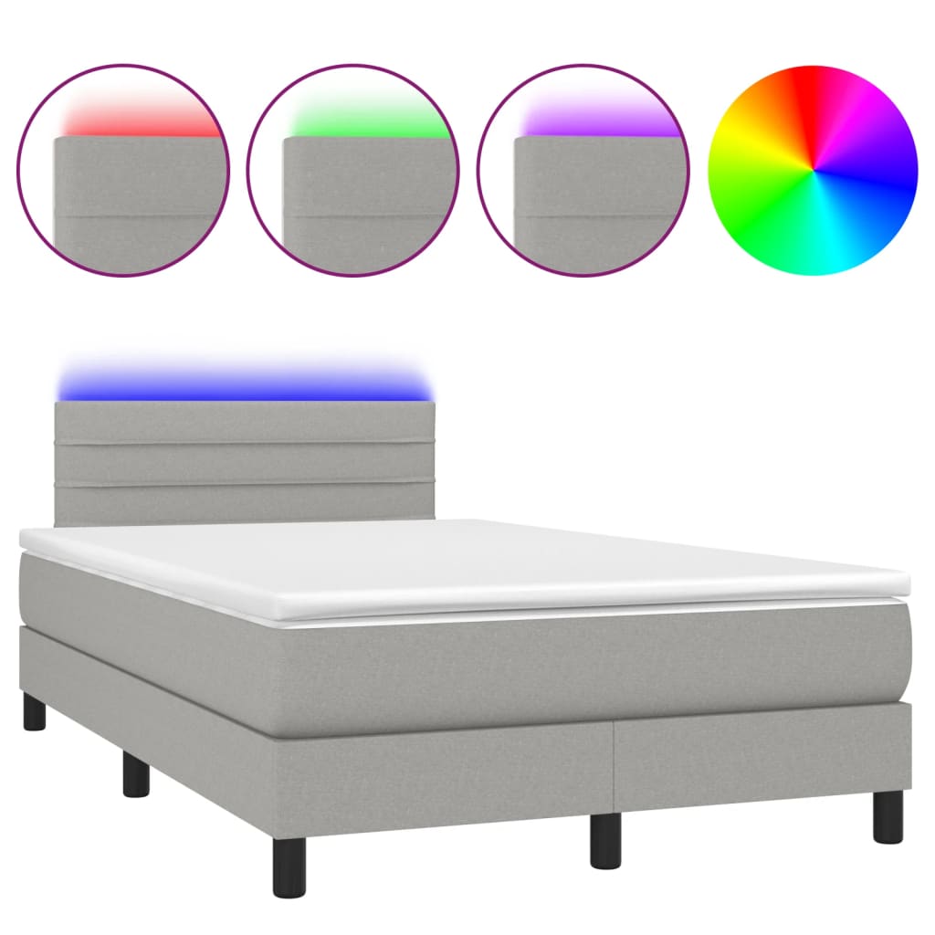 Sommier à lattes de lit matelas LED Gris clair 120x200 cm Tissu - XIOS