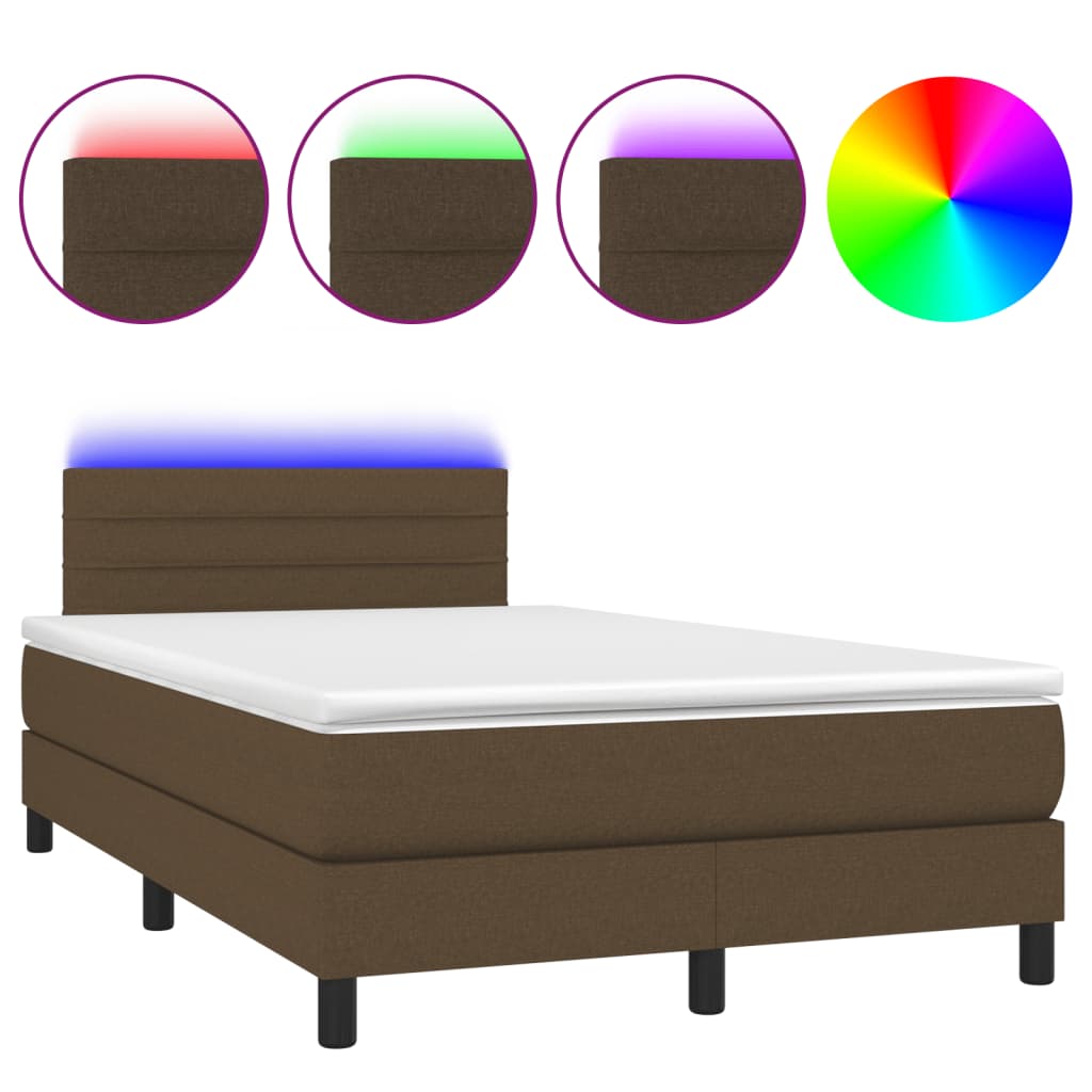 Sommier à lattes de lit matelas et LED Marron foncé 120x200 cm - XIOS