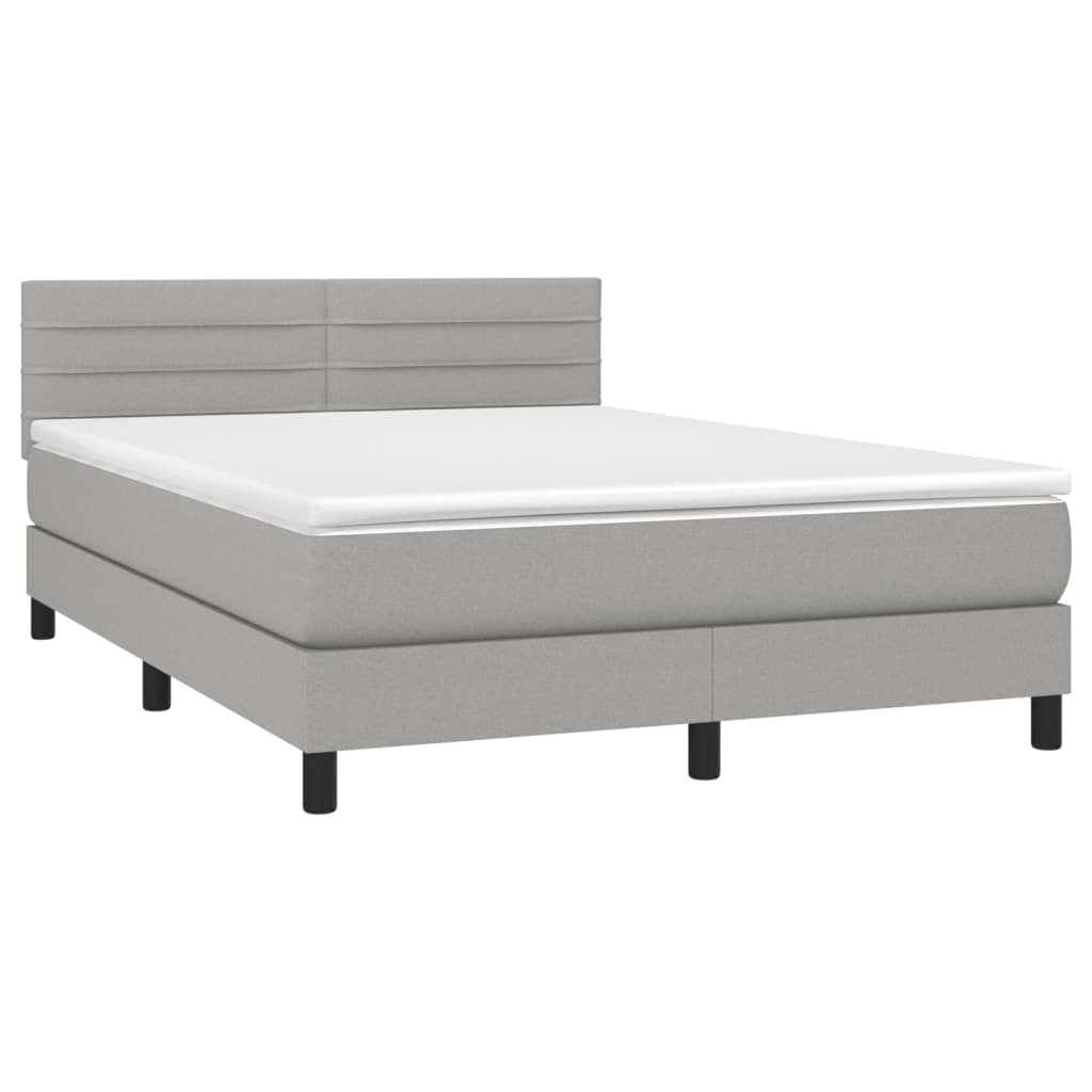 Sommier à lattes de lit et matelas et LED Gris clair 140x200 cm - XIOS