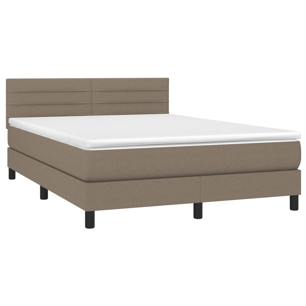 Sommier à lattes de lit avec matelas LED Taupe 140x200 cm Tissu - XIOS