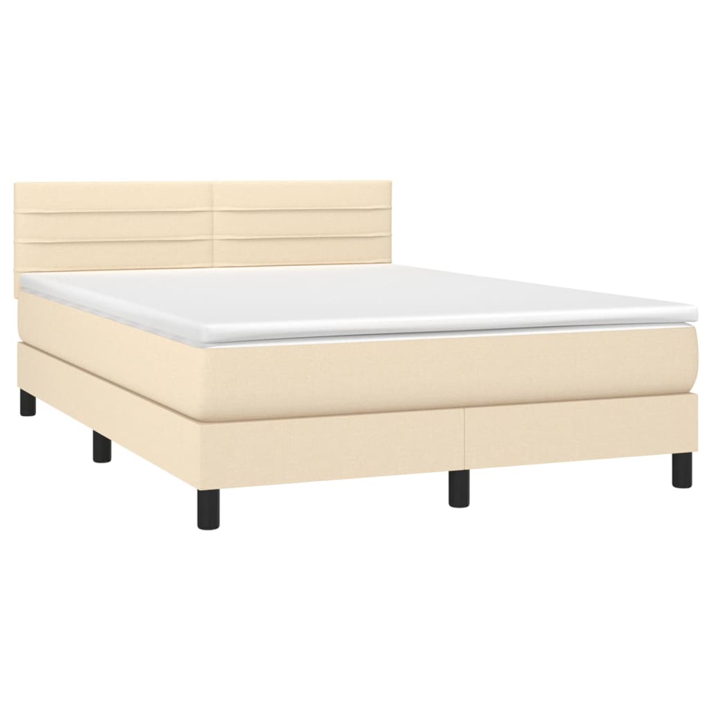 Sommier à lattes de lit avec matelas LED Crème 140x200 cm Tissu - XIOS