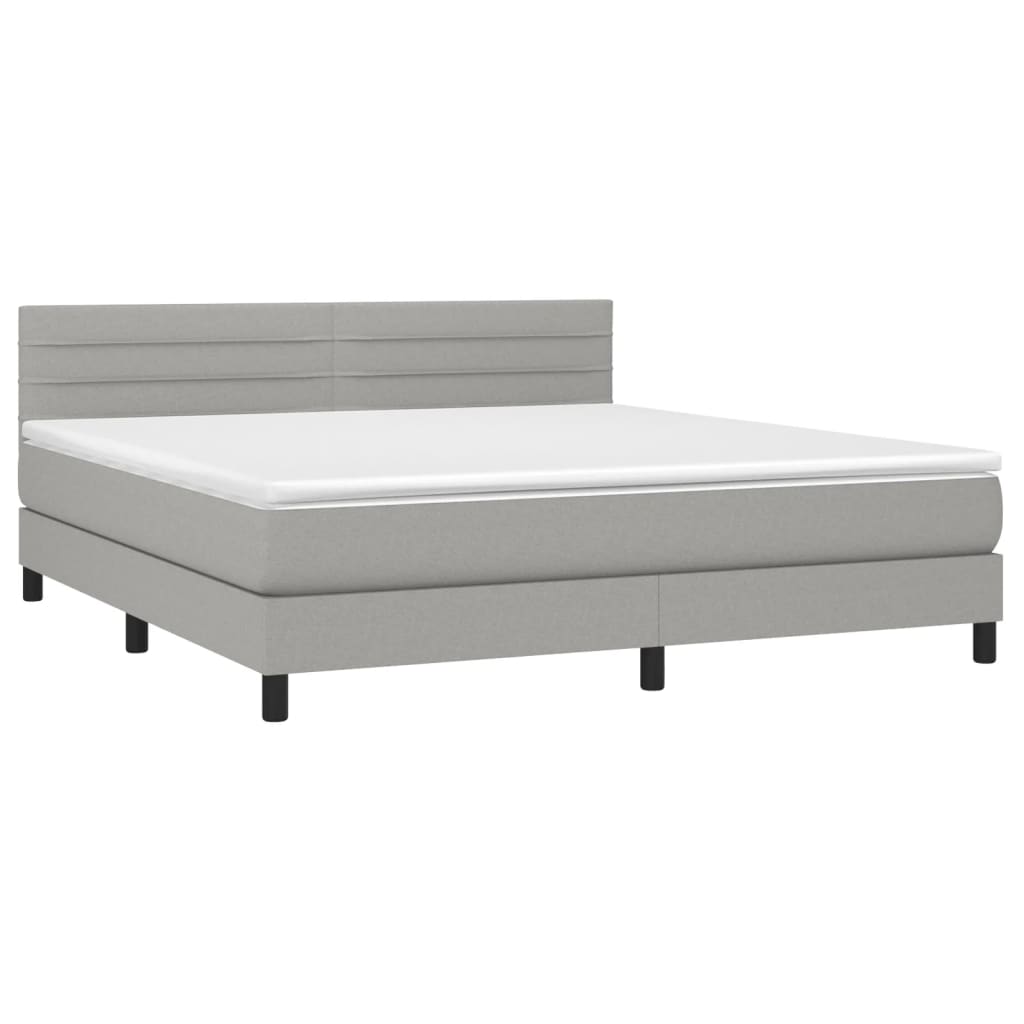 Sommier à lattes de lit matelas LED Gris clair 160x200 cm Tissu - XIOS
