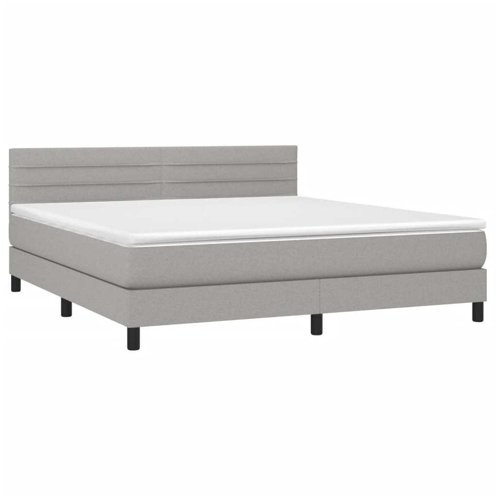 Sommier à lattes de lit et matelas et LED Gris clair 180x200 cm - XIOS