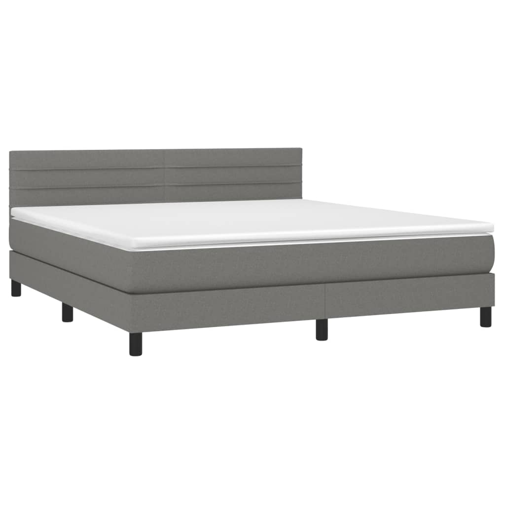 Sommier à lattes de lit et matelas et LED Gris foncé 180x200 cm - XIOS