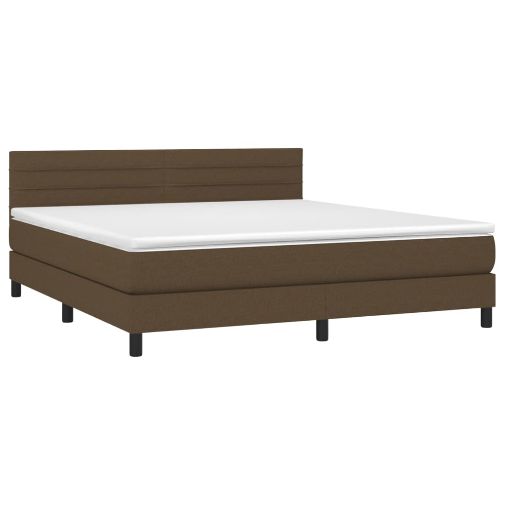 Sommier à lattes de lit matelas et LED Marron foncé 180x200cm - XIOS