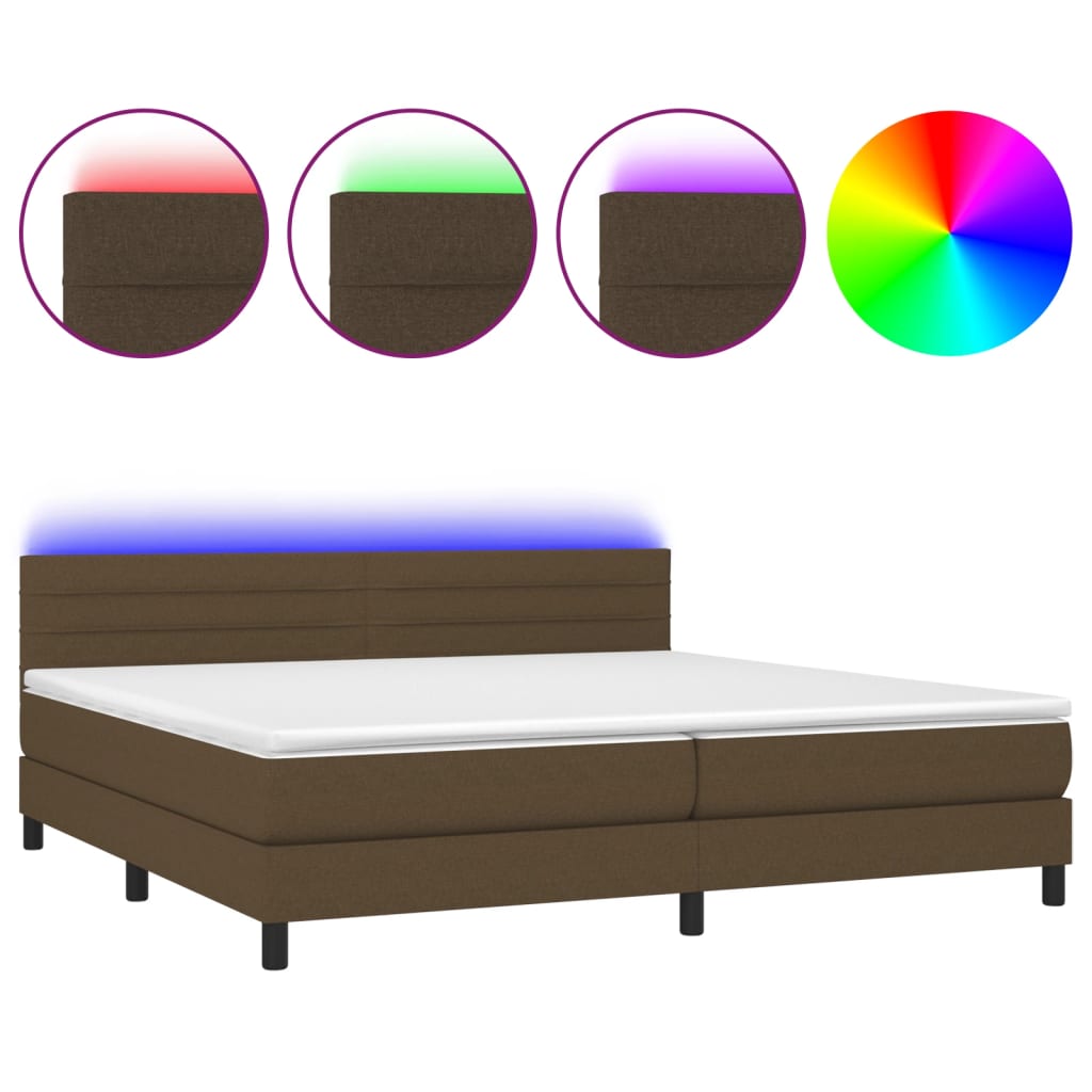 Sommier à lattes de lit matelas et LED Marron foncé 200x200 cm - XIOS