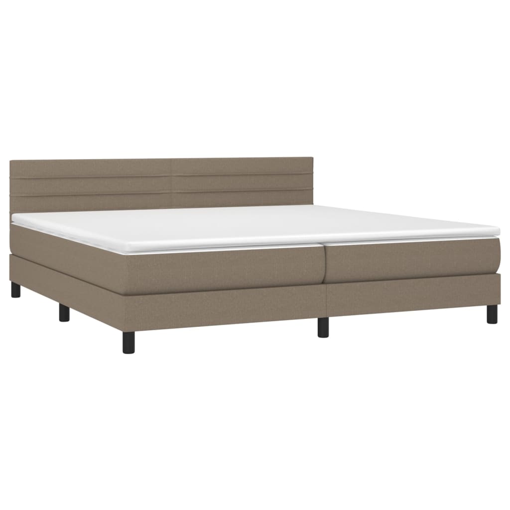 Sommier à lattes de lit et matelas et LED Taupe 200x200cm Tissu - XIOS