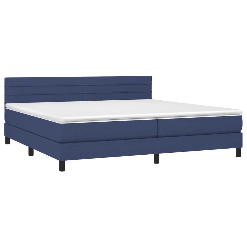 Sommier à lattes de lit et matelas et LED Bleu 200x200 cm Tissu - XIOS