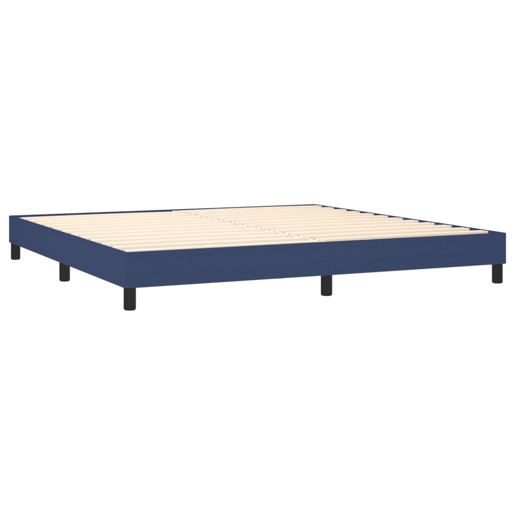 Sommier à lattes de lit et matelas et LED Bleu 200x200 cm Tissu - XIOS