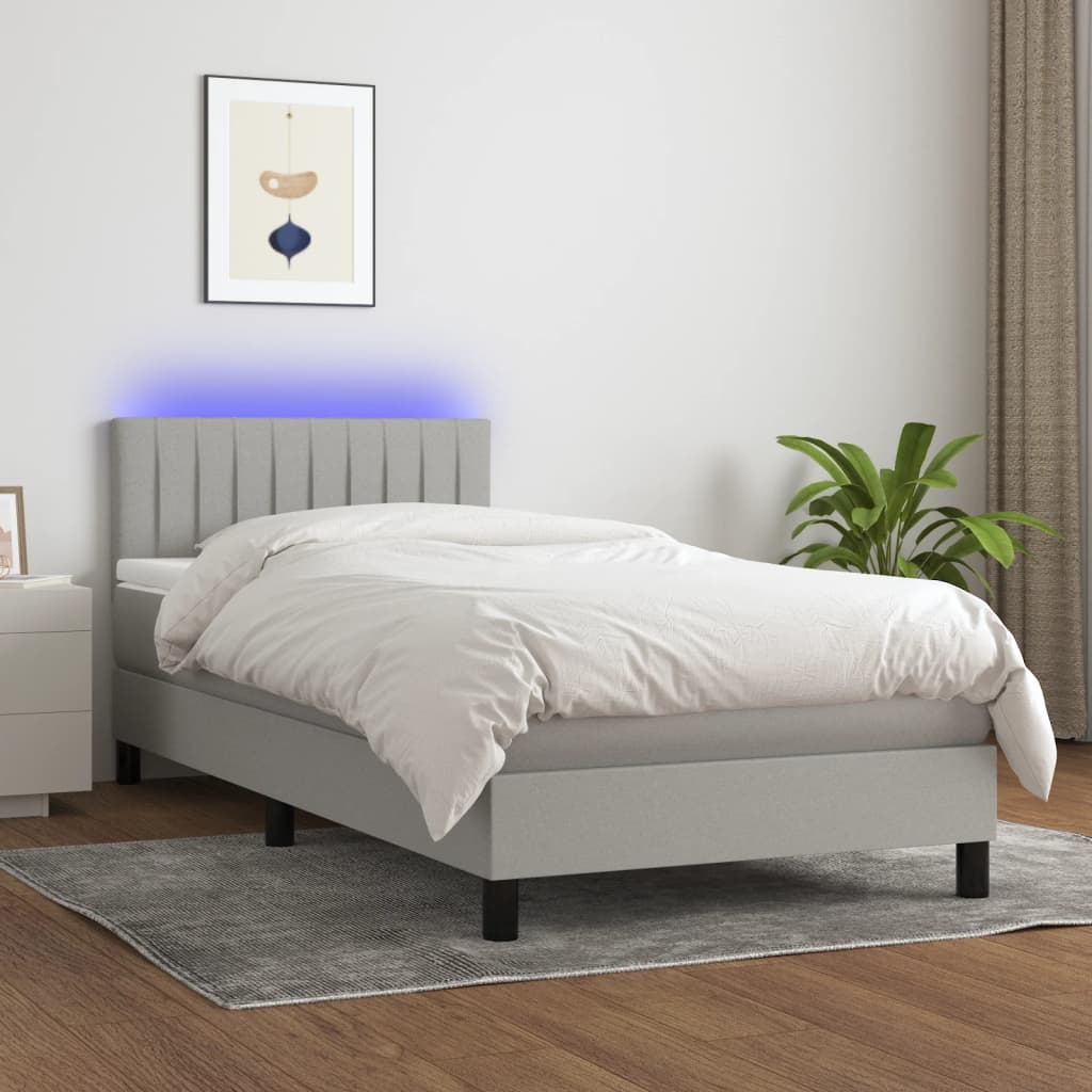 Sommier à lattes de lit avec matelas et LED Gris clair 90x190cm - XIOS