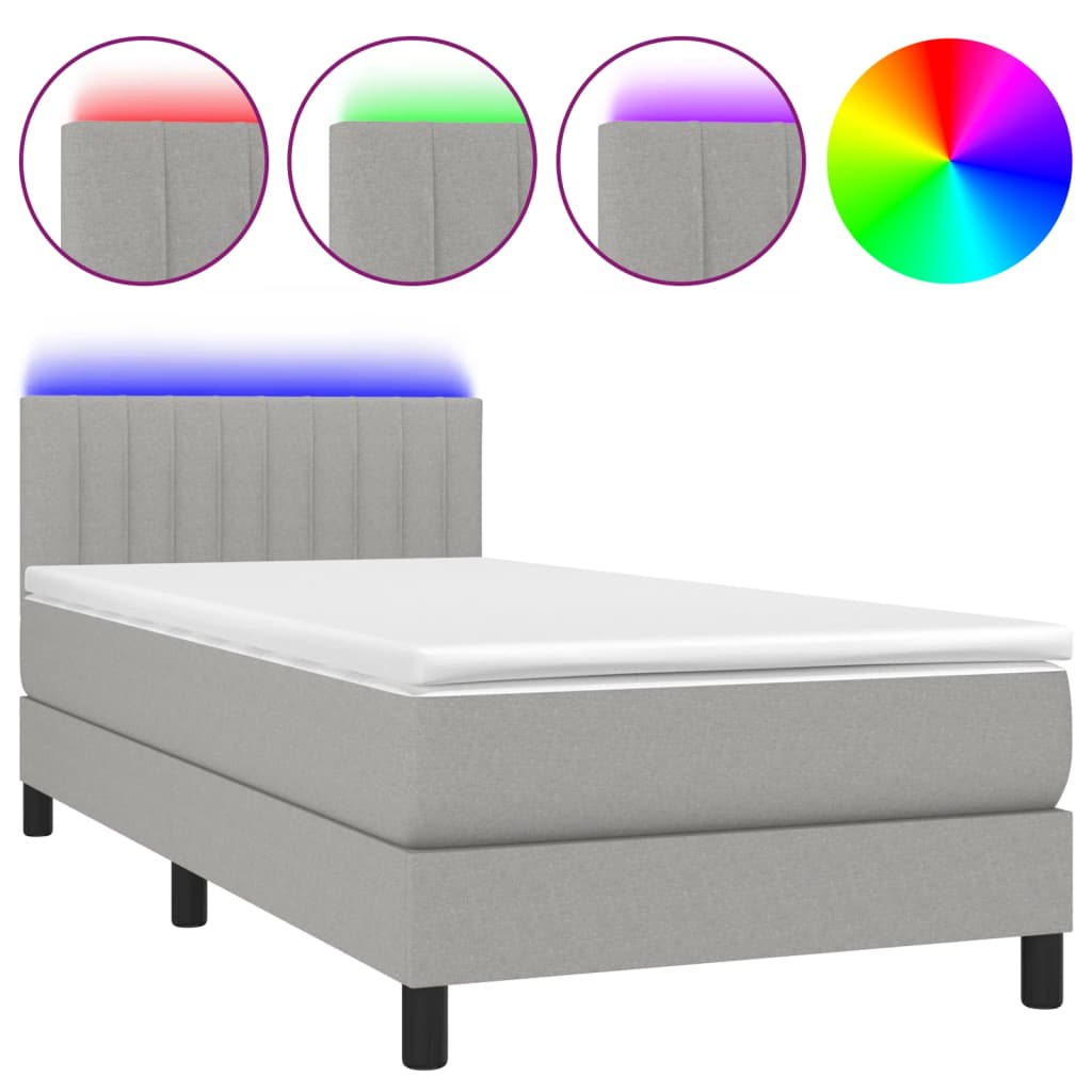 Sommier à lattes de lit avec matelas et LED Gris clair 90x200cm - XIOS