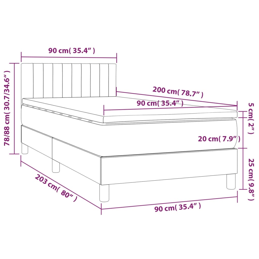 Sommier à lattes de lit avec matelas et LED Bleu 90x200cm Tissu - XIOS