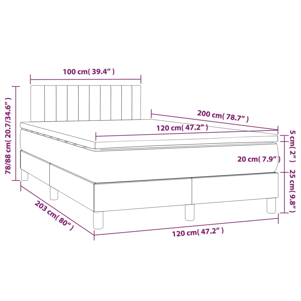 Sommier à lattes de lit matelas et LED Marron foncé 120x200 cm - XIOS