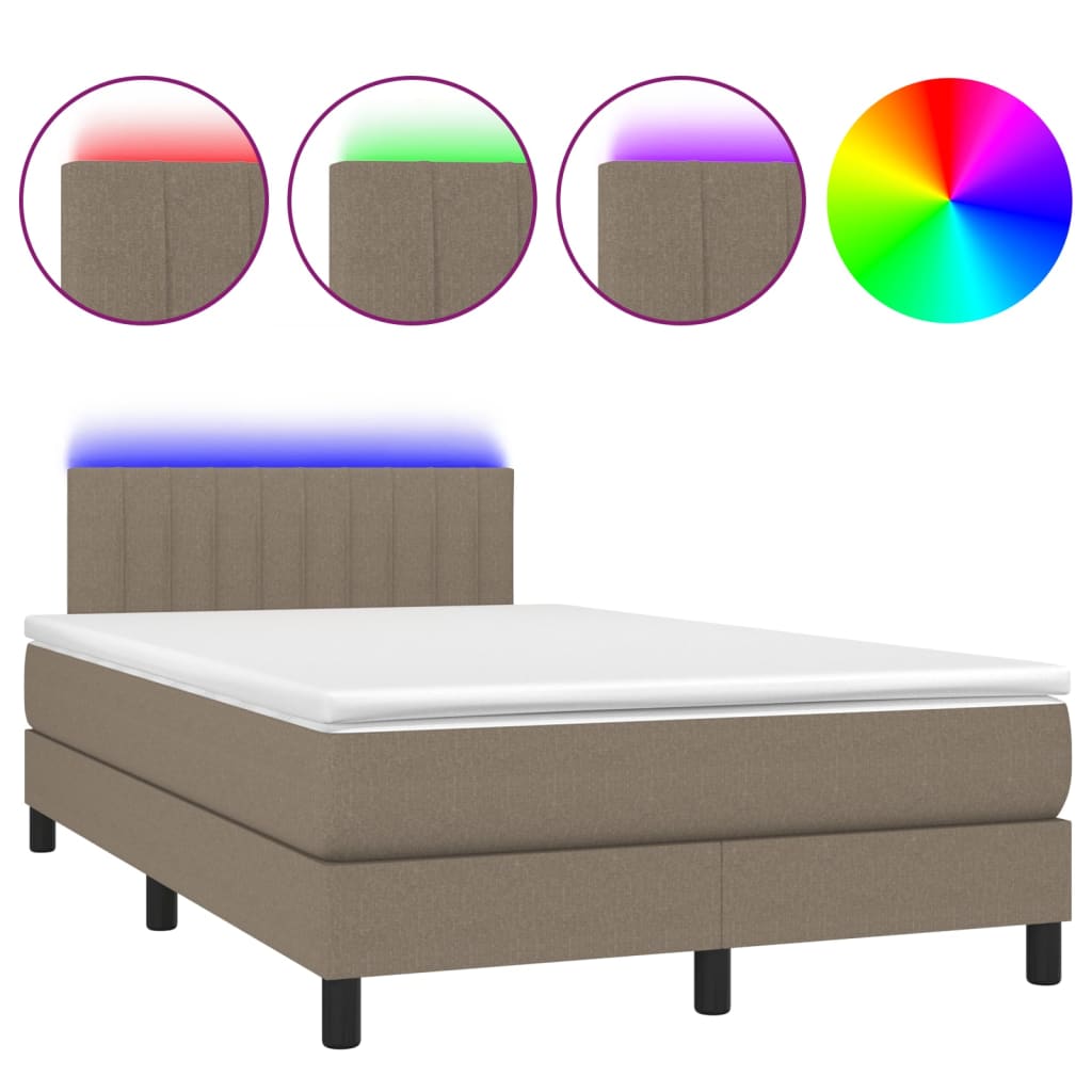Sommier à lattes de lit avec matelas LED Taupe 120x200 cm Tissu - XIOS