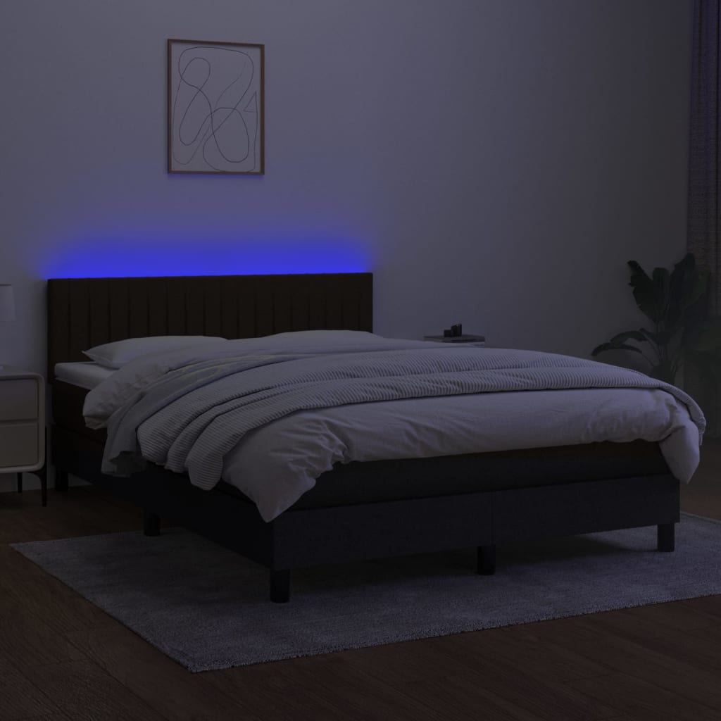 Sommier à lattes de lit avec matelas LED Noir 140x190 cm Tissu - XIOS