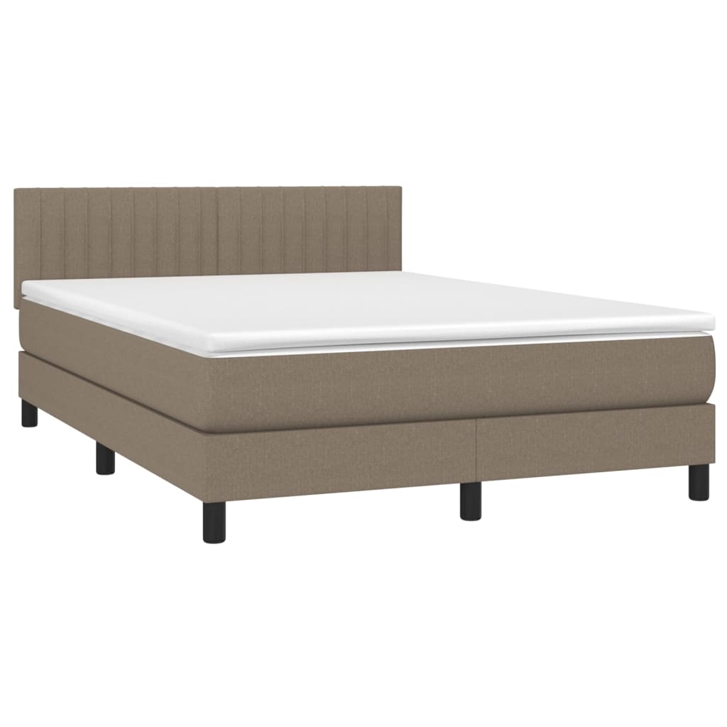 Sommier à lattes de lit avec matelas LED Taupe 140x200 cm Tissu - XIOS