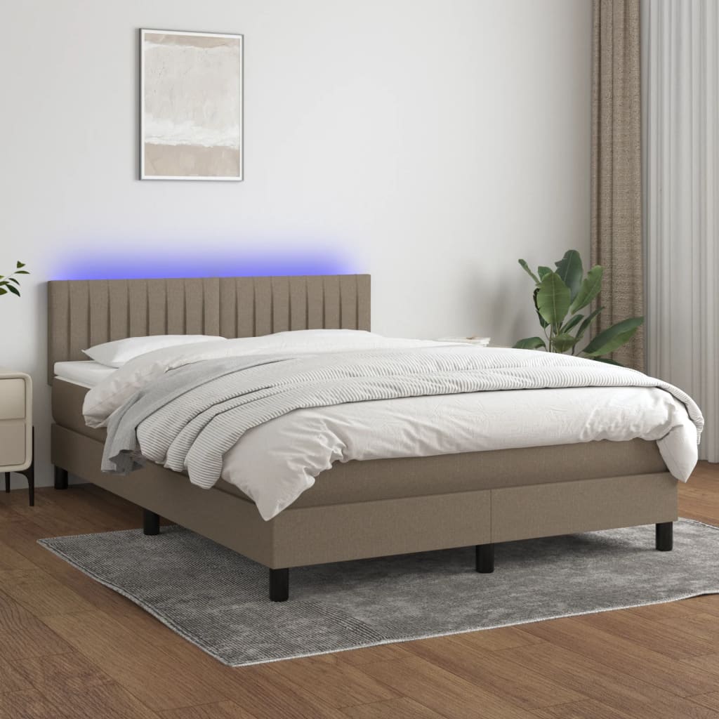 Sommier à lattes de lit avec matelas LED Taupe 140x200 cm Tissu - XIOS