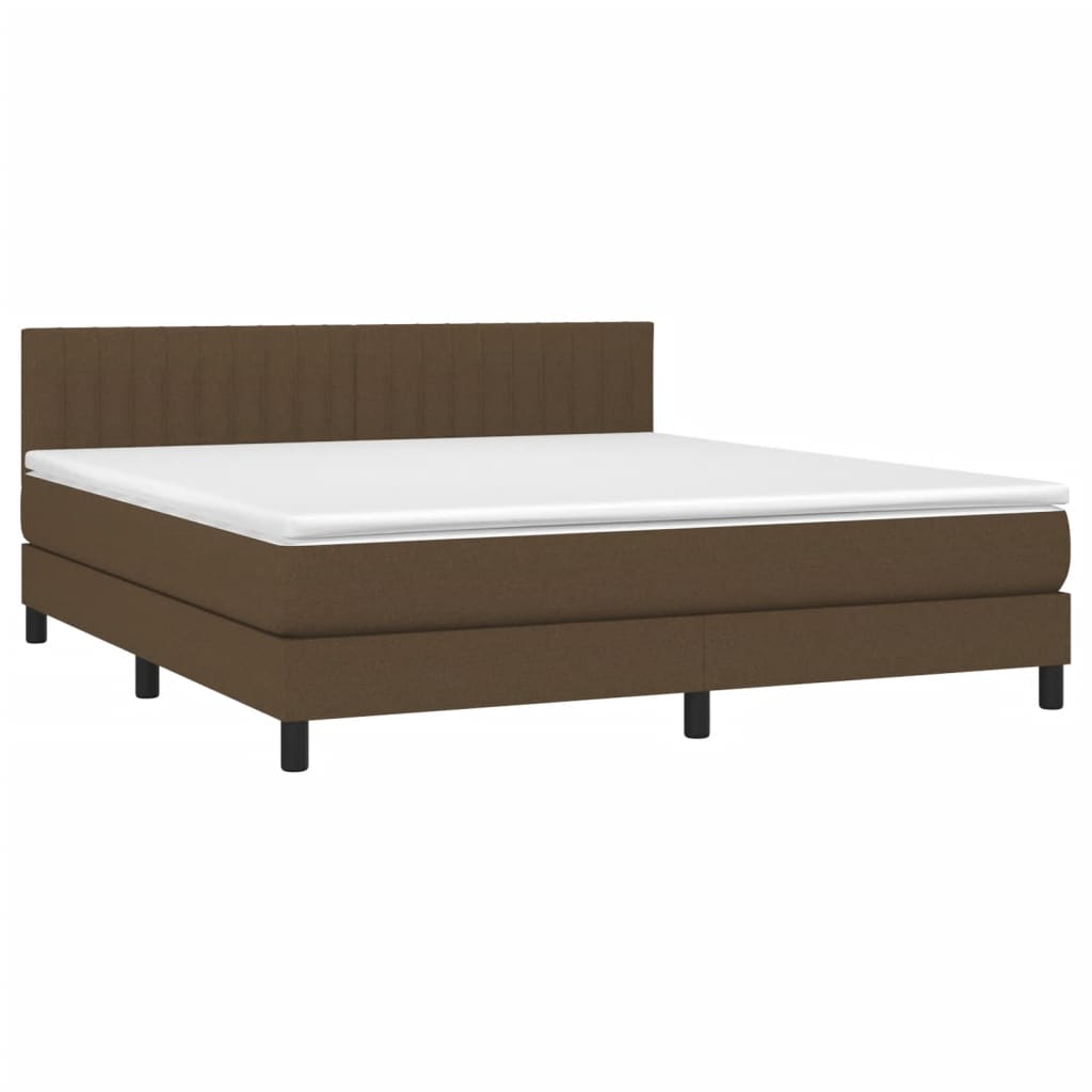 Sommier à lattes de lit matelas et LED Marron foncé 160x200 cm - XIOS