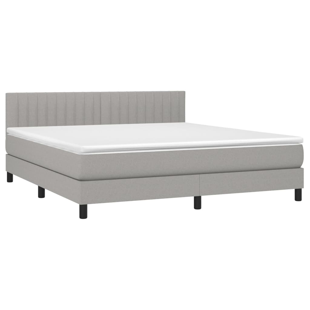 Sommier à lattes de lit et matelas et LED Gris clair 180x200 cm - XIOS