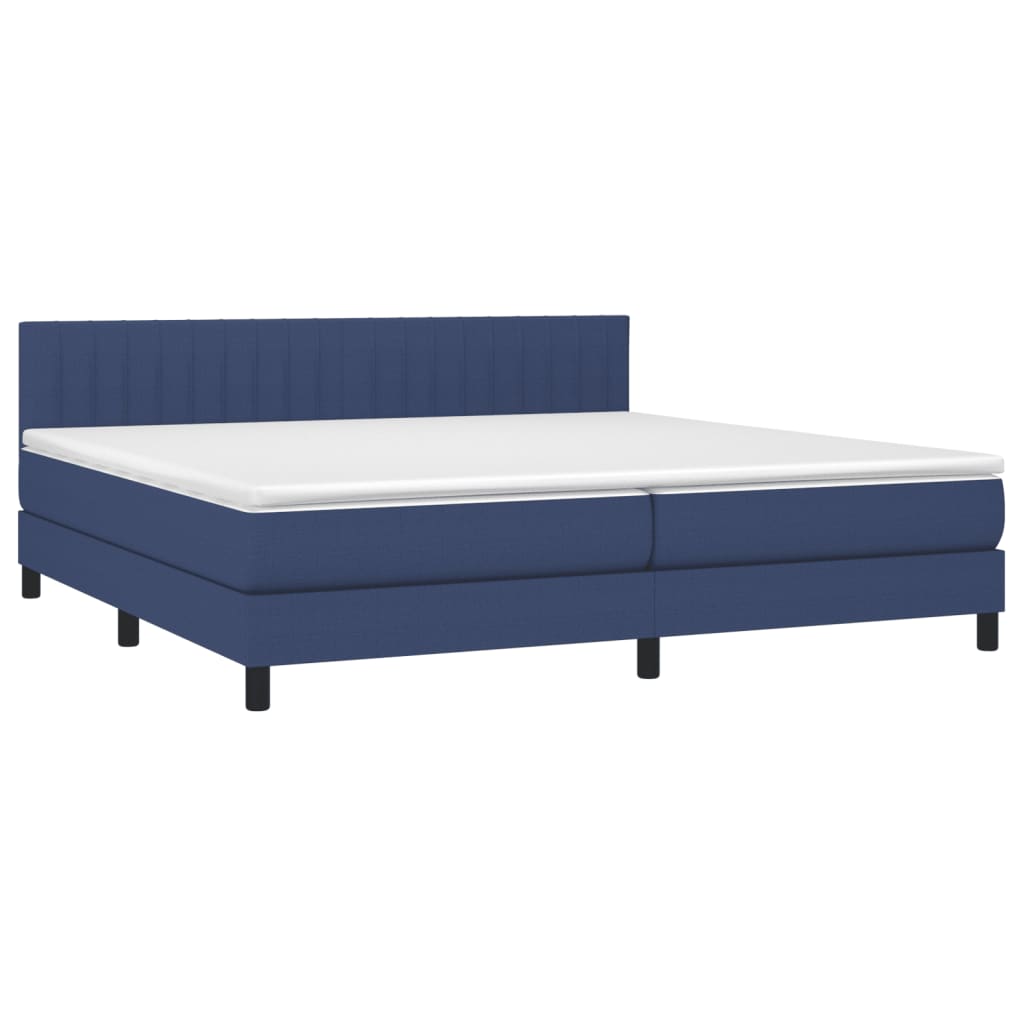 Sommier à lattes de lit et matelas et LED Bleu 200x200 cm Tissu - XIOS