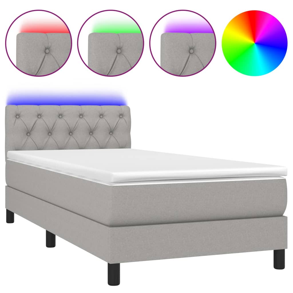Sommier à lattes de lit avec matelas et LED Gris clair 80x200cm - XIOS