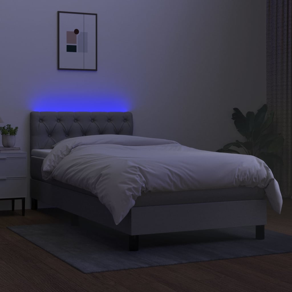 Sommier à lattes de lit avec matelas et LED Gris clair 80x200cm - XIOS