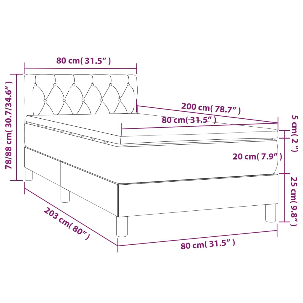 Sommier à lattes de lit avec matelas et LED Gris clair 80x200cm - XIOS