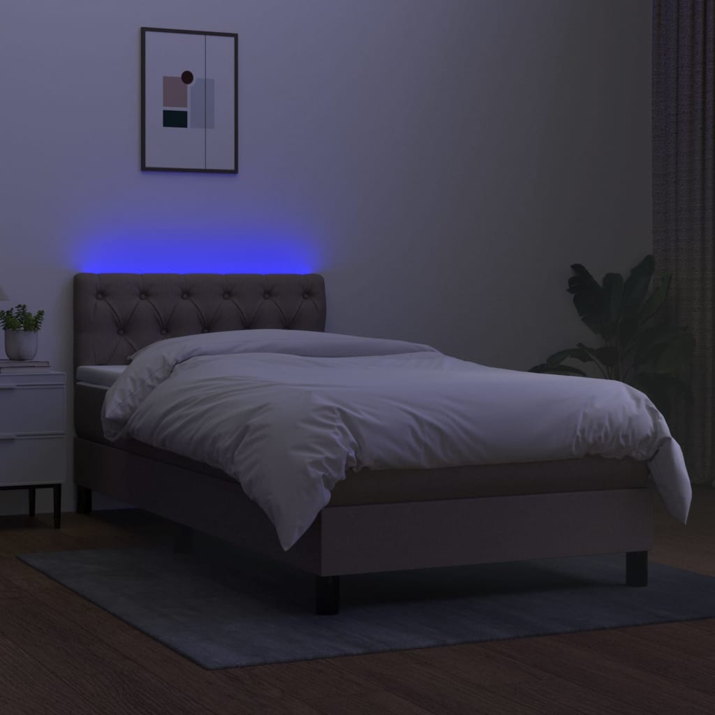 Sommier à lattes de lit avec matelas LED Taupe 80x200 cm Tissu - XIOS