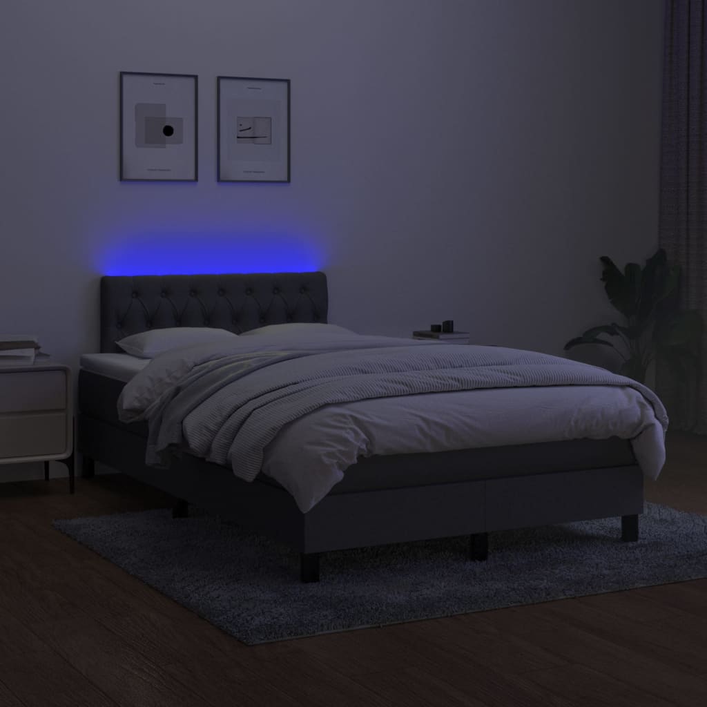 Sommier à lattes de lit et matelas et LED Gris foncé 120x200 cm - XIOS