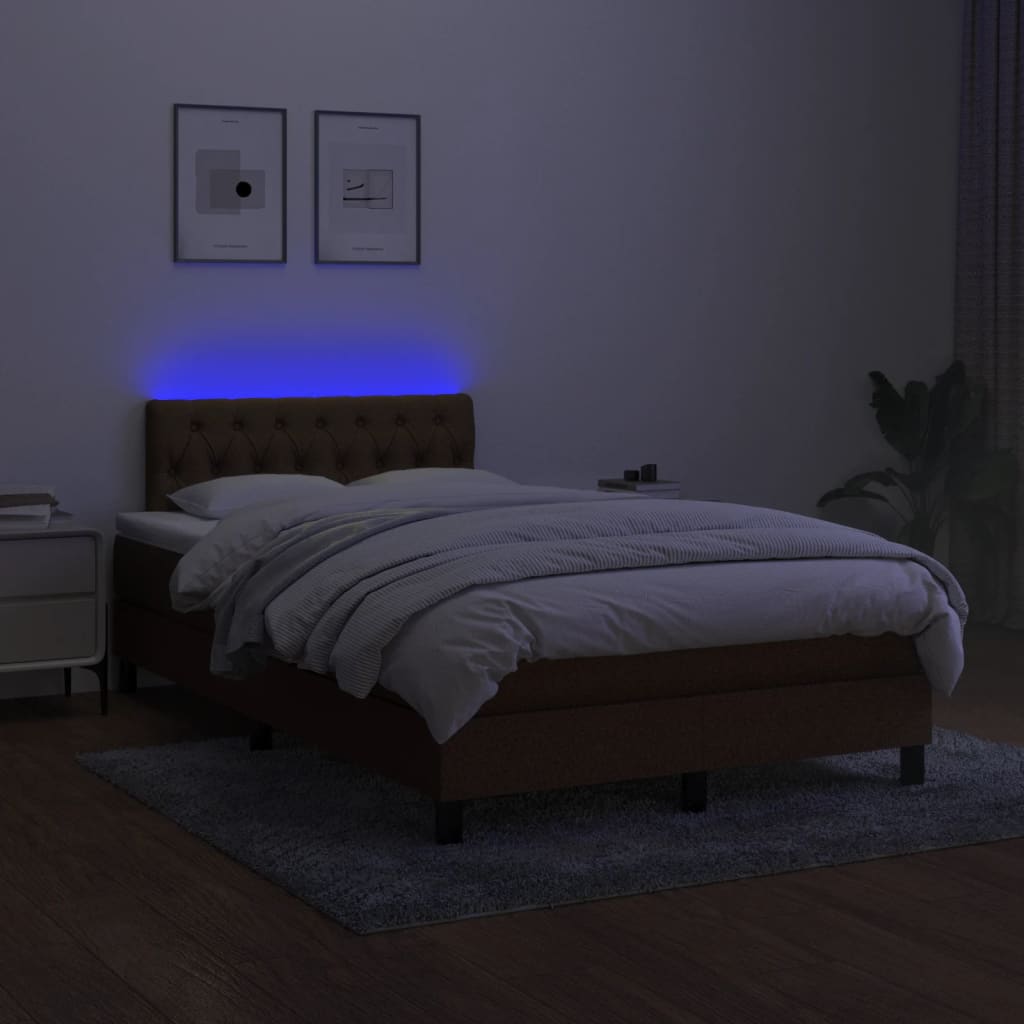 Sommier à lattes de lit matelas et LED Marron foncé 120x200 cm - XIOS