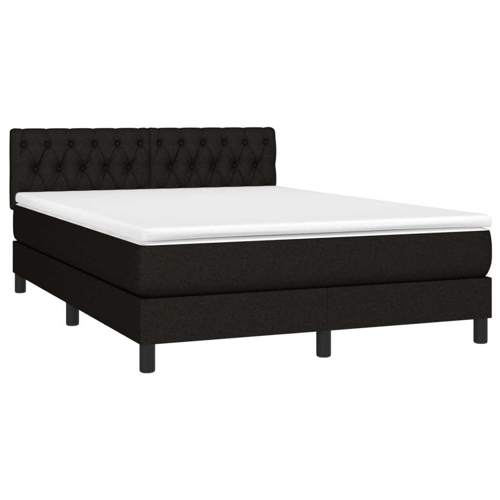 Sommier à lattes de lit avec matelas LED Noir 140x190 cm Tissu - XIOS