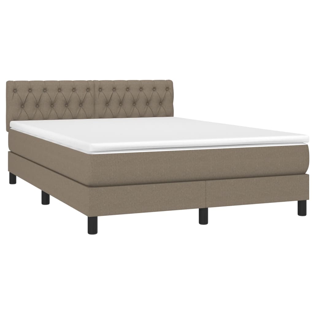 Sommier à lattes de lit avec matelas LED Taupe 140x190 cm Tissu - XIOS