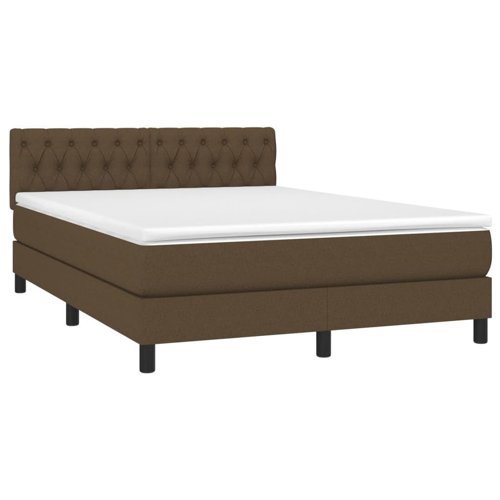 Sommier à lattes de lit matelas et LED Marron foncé 140x200 cm - XIOS