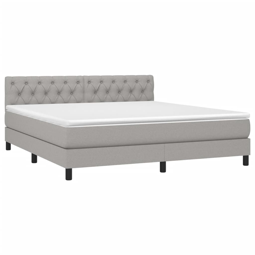 Sommier à lattes de lit matelas LED Gris clair 160x200 cm Tissu - XIOS