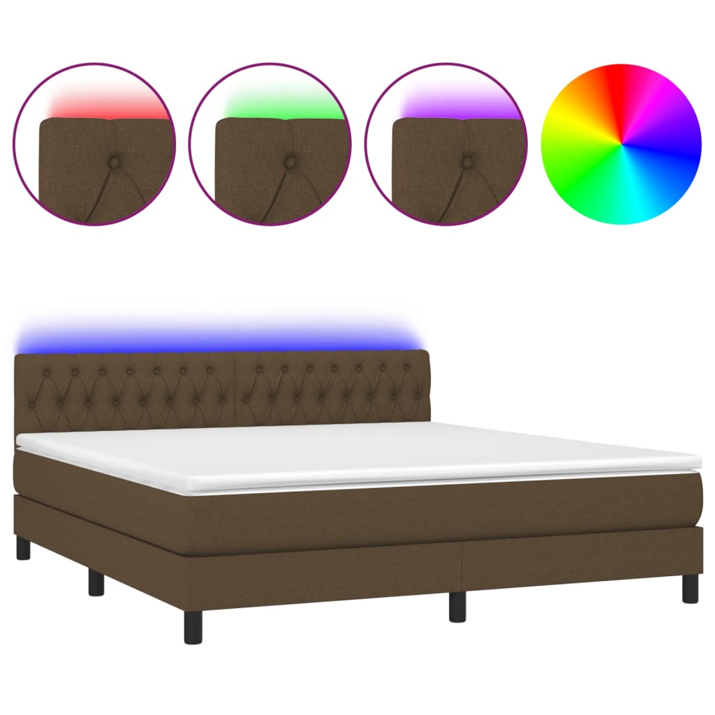 Sommier à lattes de lit matelas et LED Marron foncé 160x200 cm - XIOS